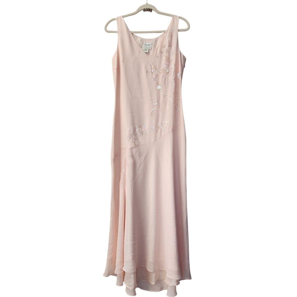 Together Pink Sequin Floral Maxi Dress Size 8 Y2K Fairycore Romantic Coquette